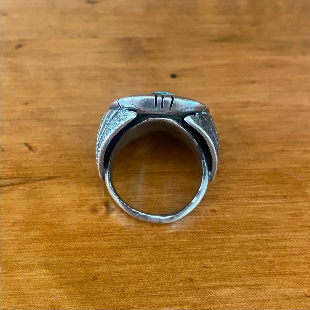 Vintage Native American Sterling Silver Turquoise Ring size 10.5